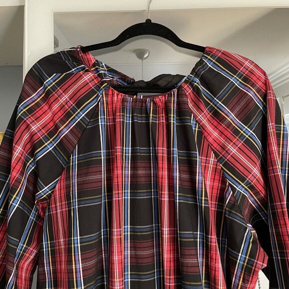 Draper James RSVP Plaid Bow Back 3/4 Sleeve Dress - Picture 4 of 10